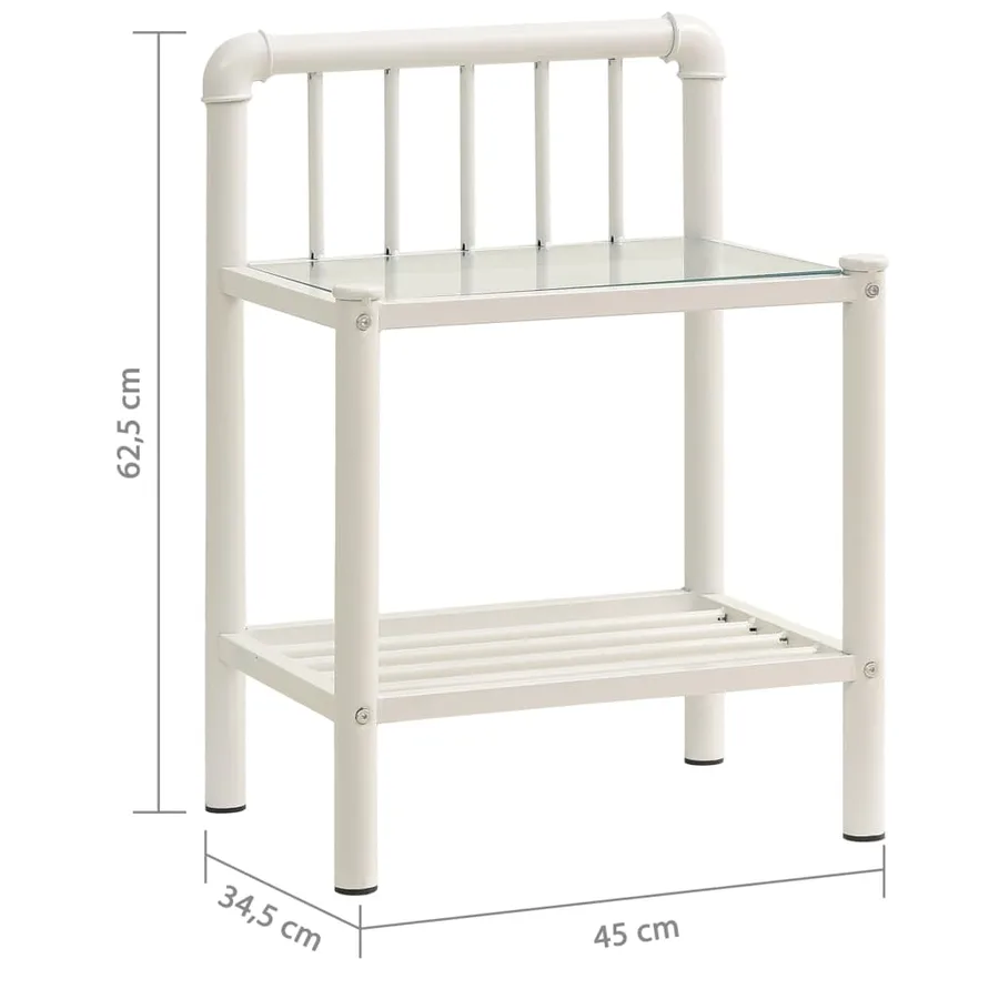 Tables de chevet 2 pcs Blanc et transparent Métal et verre - 7