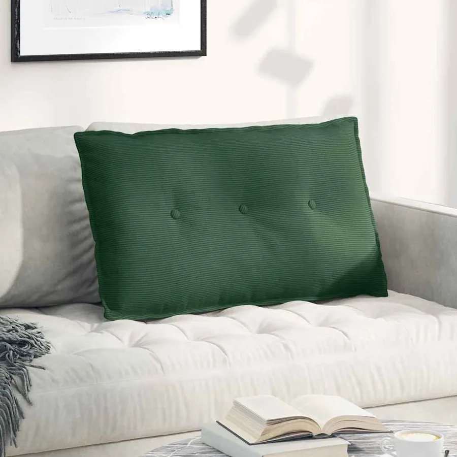 Coussin de Dos Vert Jungle 80 x 50 cm Tissu en velours côtelé
