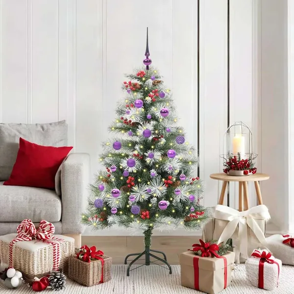 Sapin de Noël artificiel Vert et blanc 150 cm
