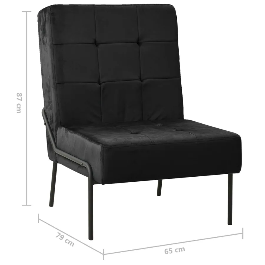 Chaise de relaxation 65x79x87 cm Noir Velours - 7