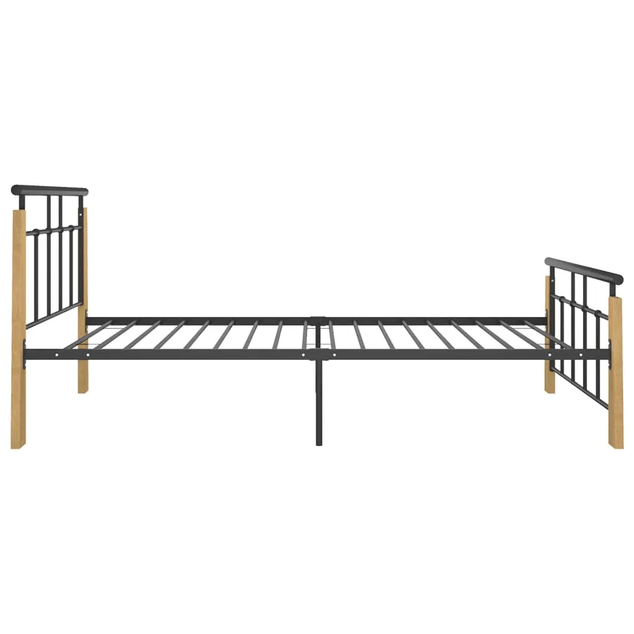 Cadre de lit sans matelas métal bois de chêne massif 90x200 cm - 4