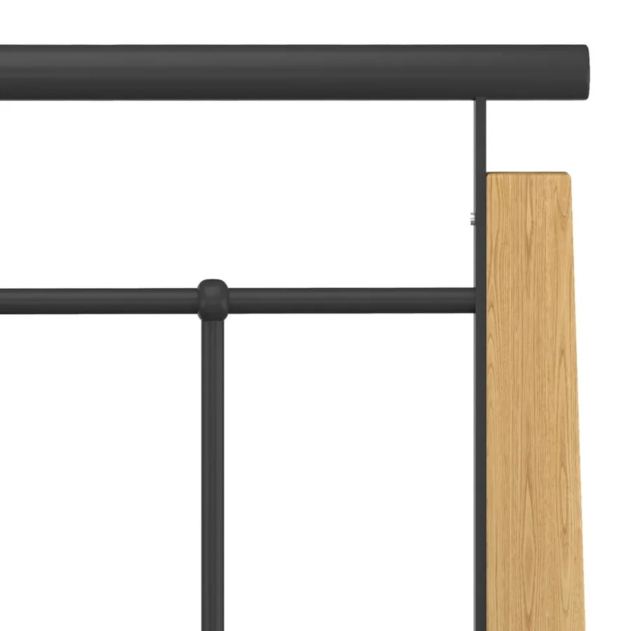 Cadre de lit sans matelas métal bois de chêne massif 90x200 cm - 6