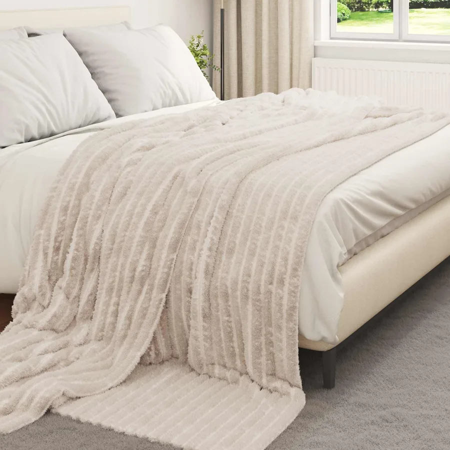 Jeté Beige 240 x 220 cm Toison - 3