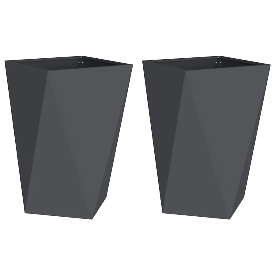 Jardinière 2 pc Anthracite 50 x 50 x 75 cm Acier - 2