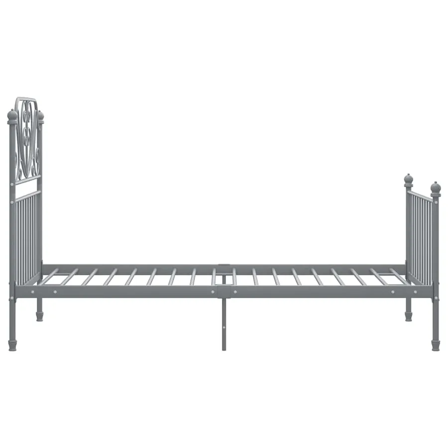 Cadre de lit sans matelas gris métal 90x200 cm - 4