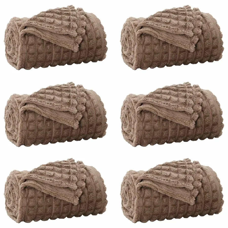 Couvertures à jeter 6 pcs Camel 150 x 130 cm Toison - 2
