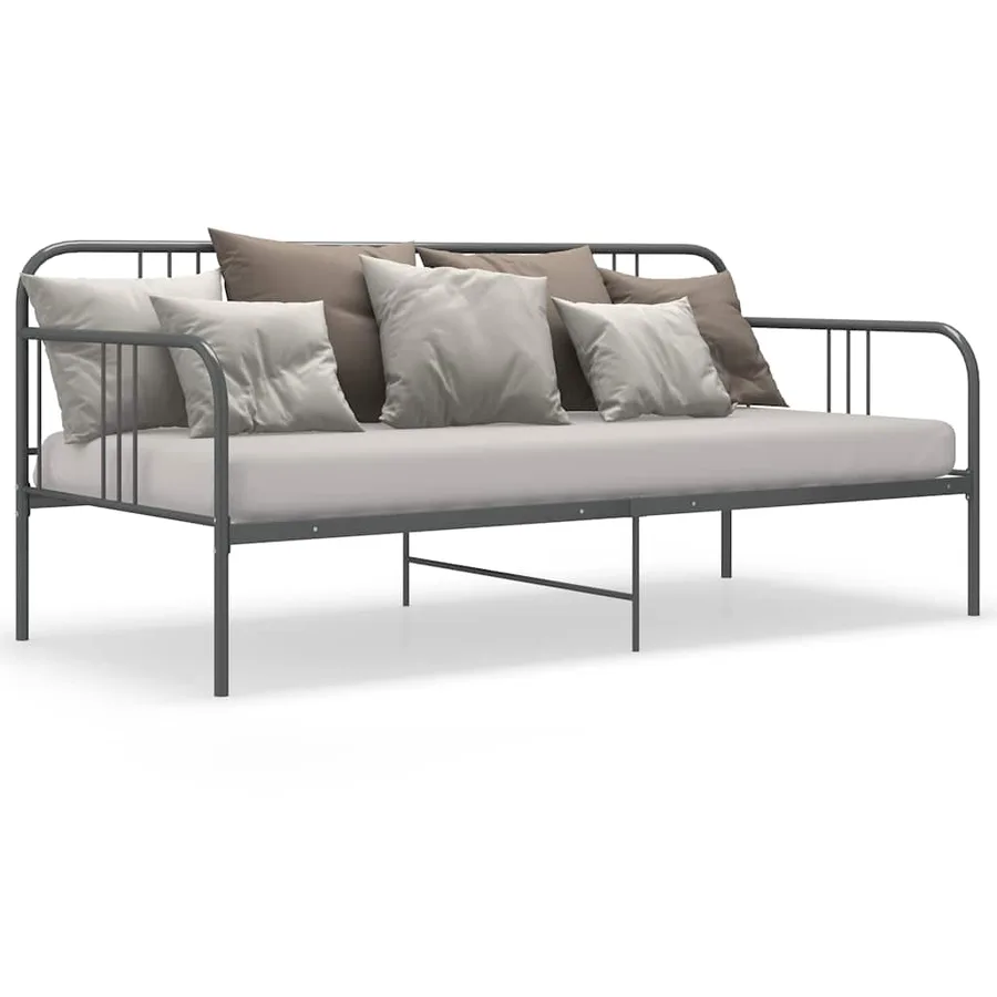 Cadre de canapé-lit sans matelas gris métal 90x200 cm - 3