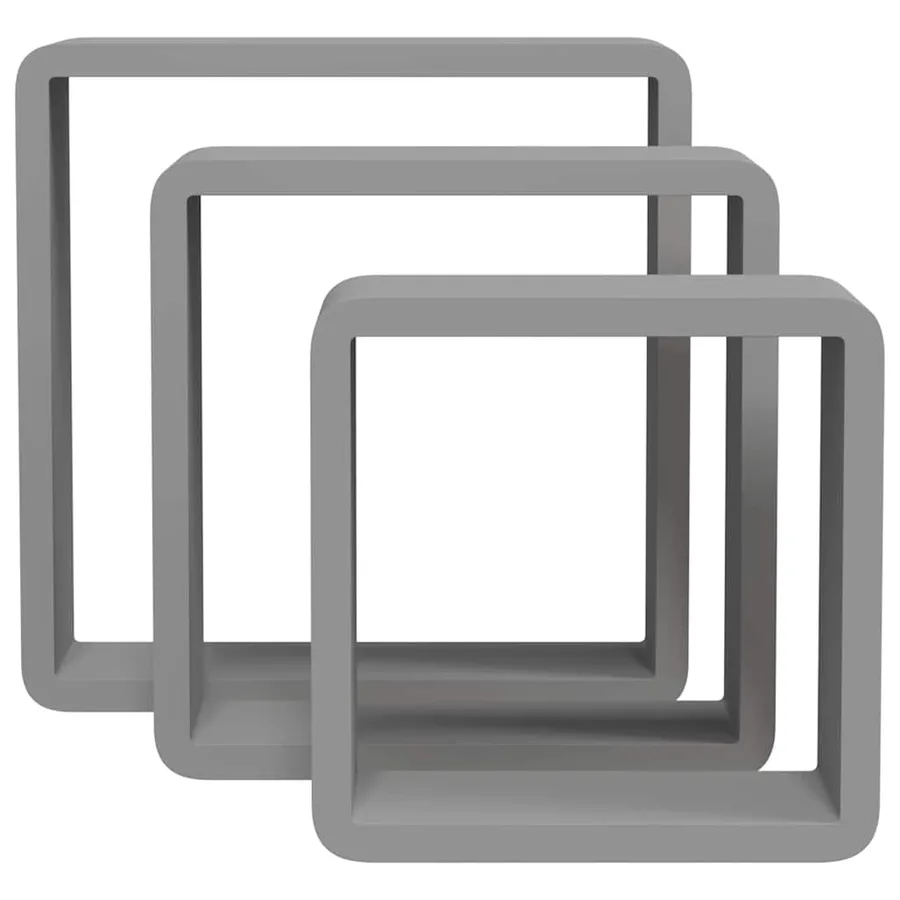 Étagères murales sous forme de cube 3 pcs Gris MDF - 5