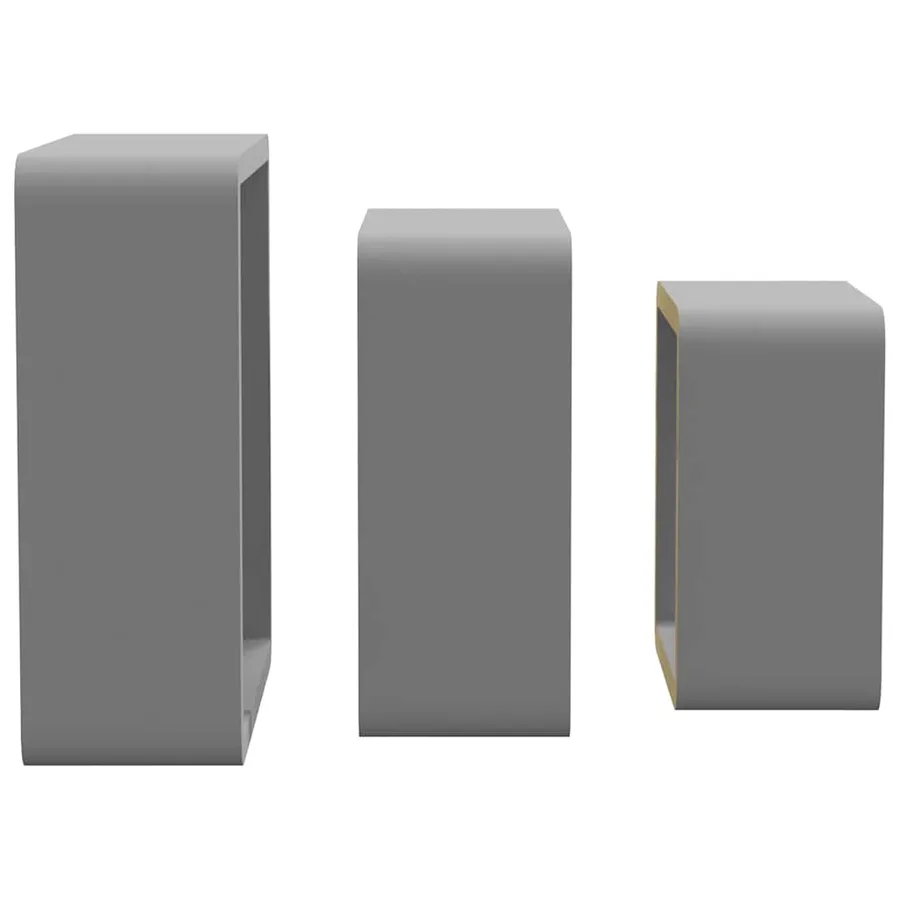 Étagères murales sous forme de cube 3 pcs Gris MDF - 6