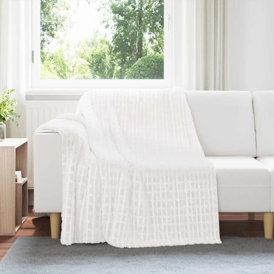 Couvertures à jeter 6 pcs Blanc 200 x 150 cm Toison