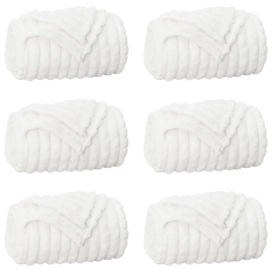 Couvertures à jeter 6 pcs Blanc 200 x 150 cm Toison - 2