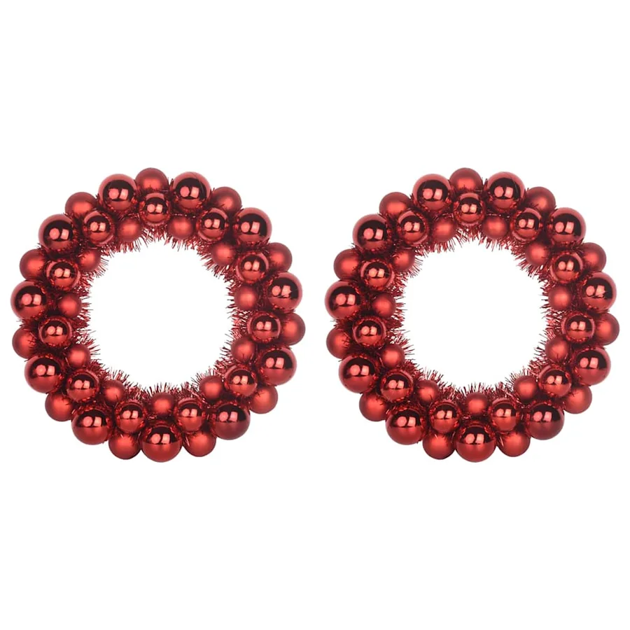 Couronnes de Boules de Noël 2 pcs Rouge 33 x 33 x 7 cm - 2