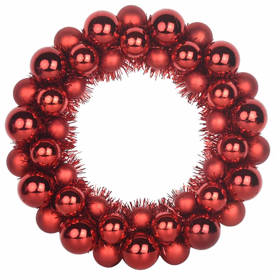 Couronnes de Boules de Noël 2 pcs Rouge 33 x 33 x 7 cm - 4