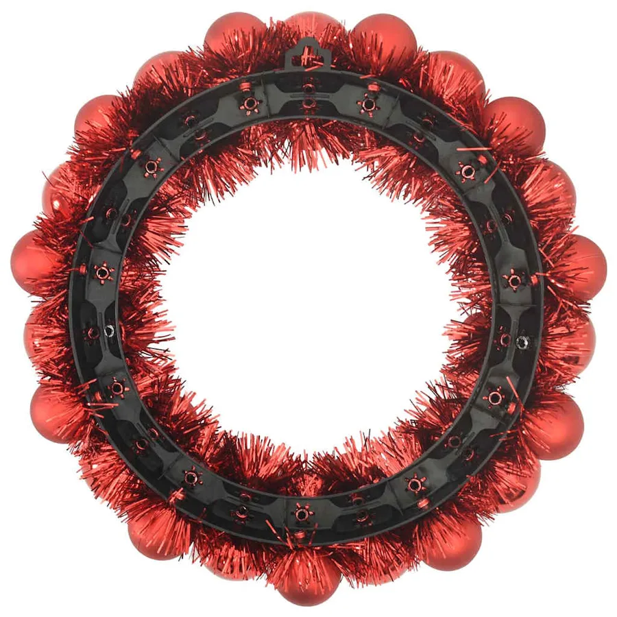 Couronnes de Boules de Noël 2 pcs Rouge 33 x 33 x 7 cm - 5