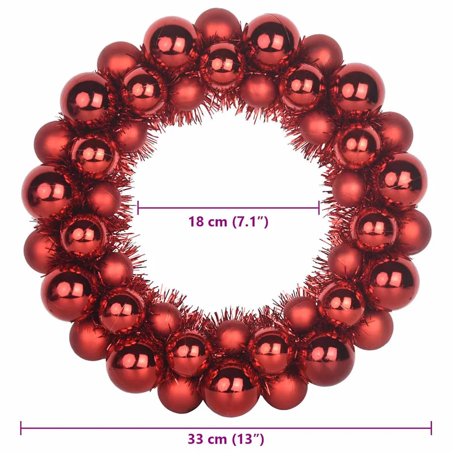 Couronnes de Boules de Noël 2 pcs Rouge 33 x 33 x 7 cm - 8