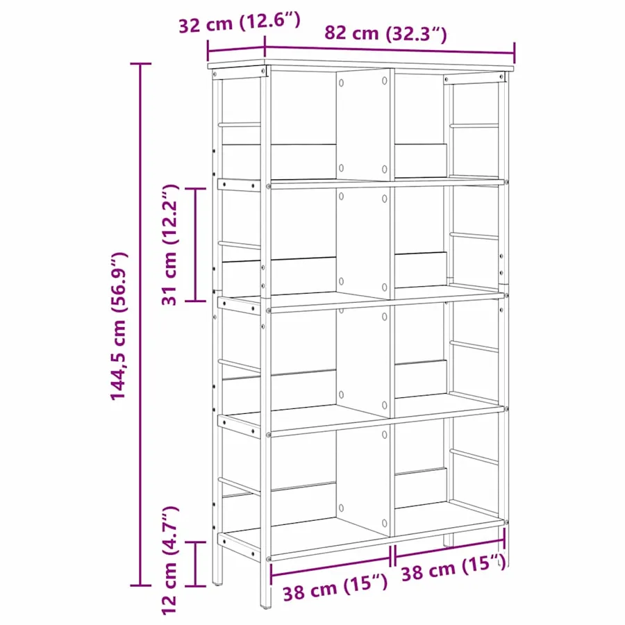 Étagère 8 niveaux 82 x 32 x 144,5 cm Bois d'ingénierie - 12