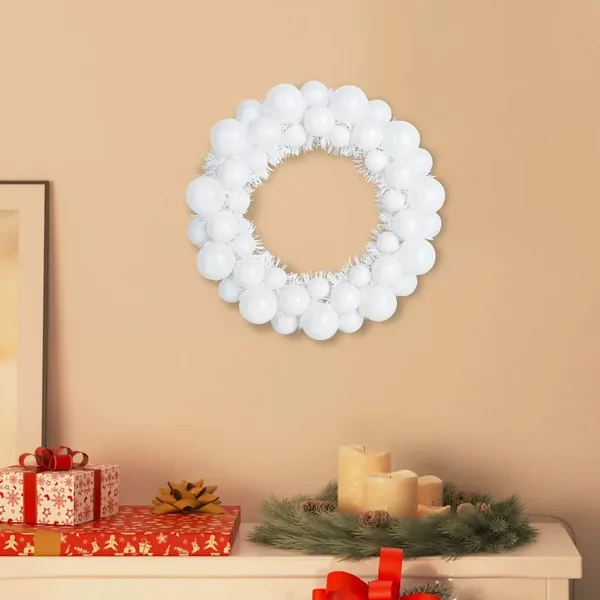 Couronnes de Boules de Noël 2 pcs Blanc 33 x 33 x 7 cm