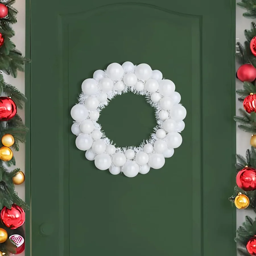 Couronnes de Boules de Noël 2 pcs Blanc 33 x 33 x 7 cm - 3