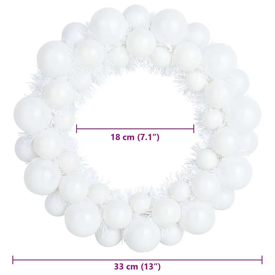 Couronnes de Boules de Noël 2 pcs Blanc 33 x 33 x 7 cm - 8