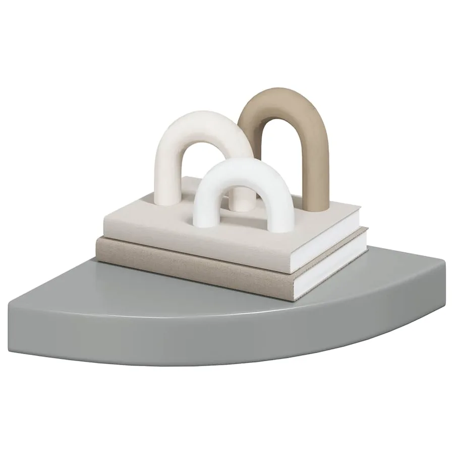 Étagères d'angle flottantes 2pcs gris brillant 25x25x3,8cm MDF - 4