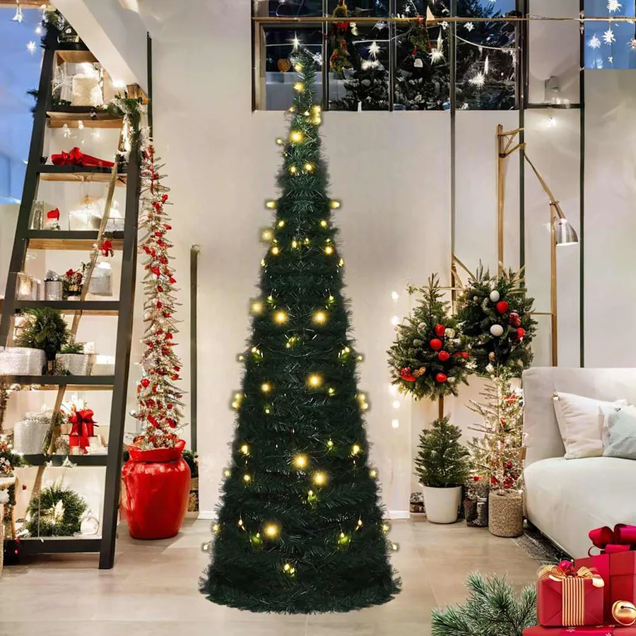 Sapin de Noël artificiel pré-éclairé avec guirlandes vert 180cm - 2