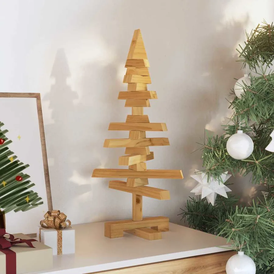 Arbre de Noël en bois Marron 60 cm Bois massif en pin - 3