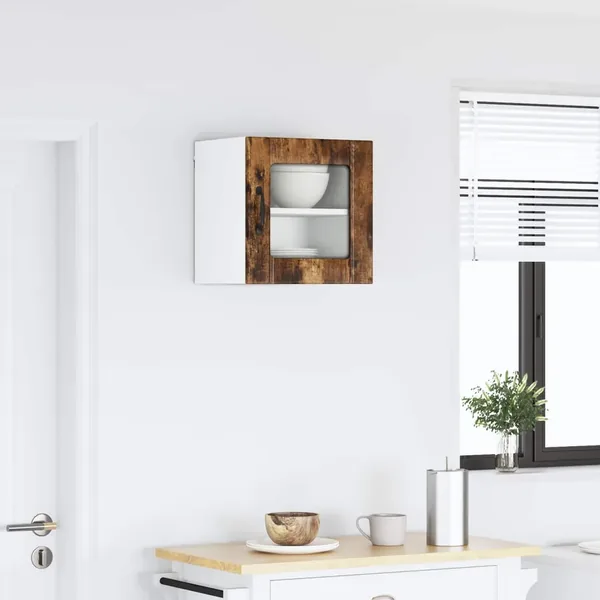 Cabinet en verre mural LUCCA Chêne fumé 40 x 31 x 40 cm