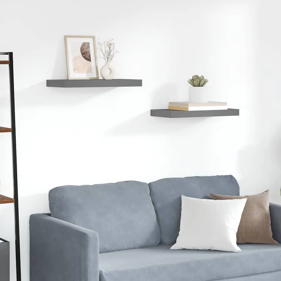 Étagère murale flottante 2 pcs Gris brillant 50x23,5x3,8 cm MDF