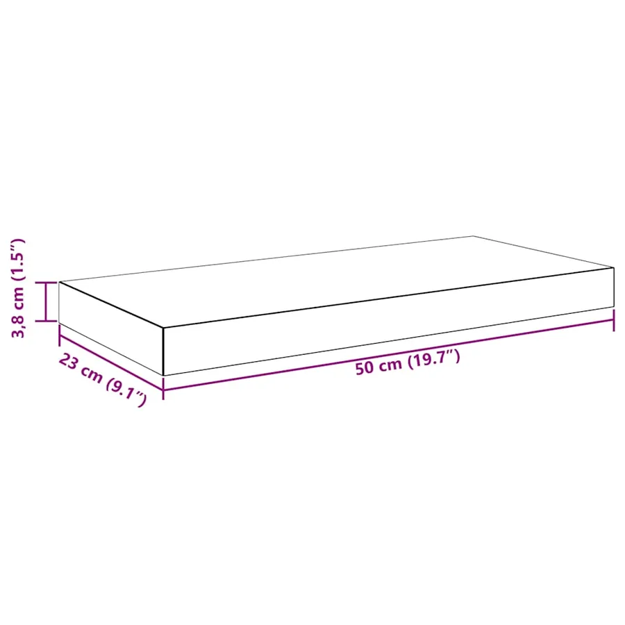 Étagère murale flottante 2 pcs Gris brillant 50x23,5x3,8 cm MDF - 15