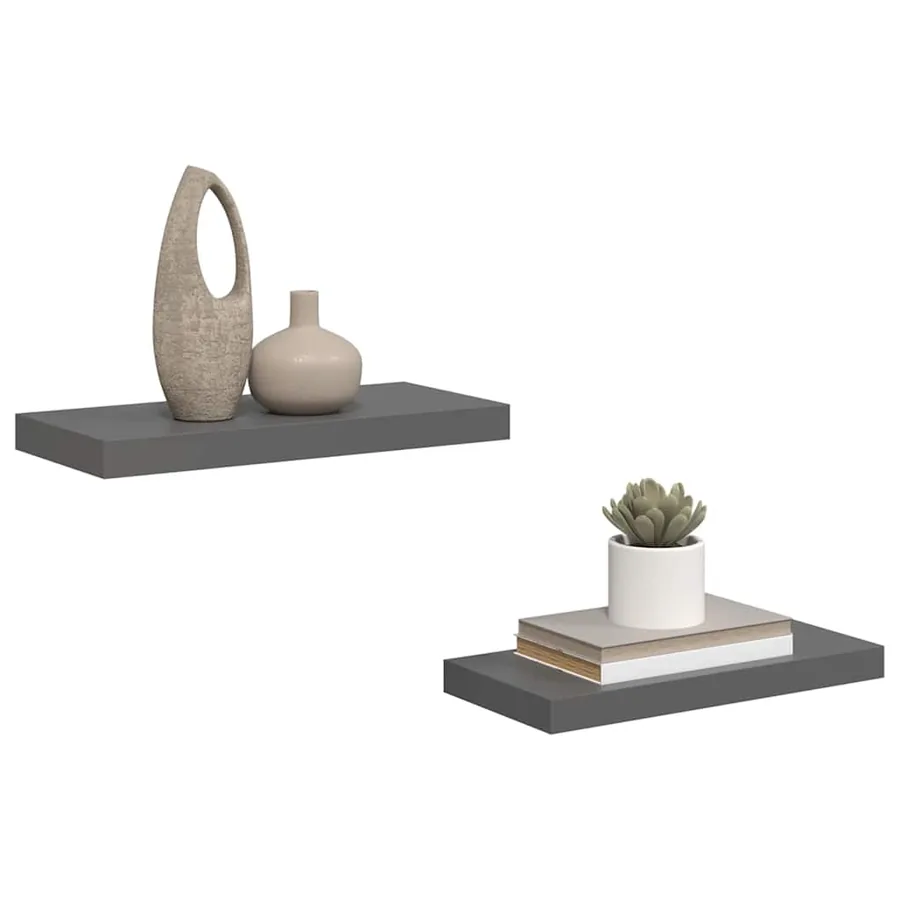 Étagère murale flottante 2 pcs Gris brillant 50x23,5x3,8 cm MDF - 5
