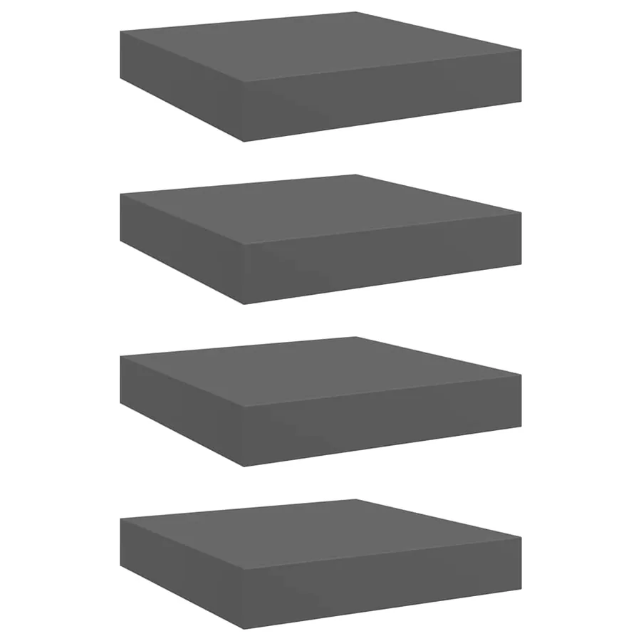 Étagère murale flottante 4 pcs Gris brillant 23x23,5x3,8 cm MDF - 2