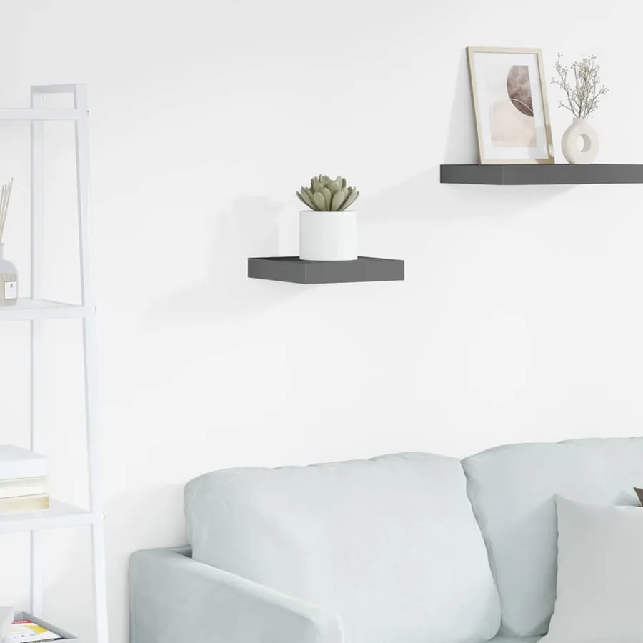 Étagère murale flottante Gris brillant 23x23,5x3,8 cm MDF