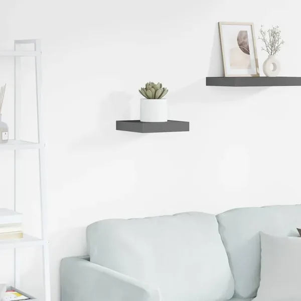 Étagère murale flottante Gris brillant 23x23,5x3,8 cm MDF
