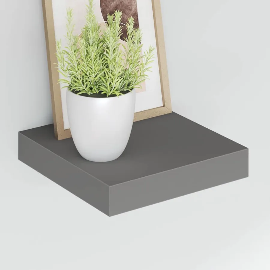 Étagère murale flottante Gris brillant 23x23,5x3,8 cm MDF - 4