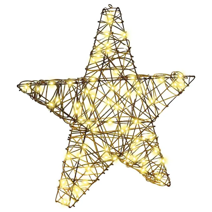 Étoile en 3D avec 50 LED Blanc chaud 55 x 52.5 x 9 cm Rotin - 2
