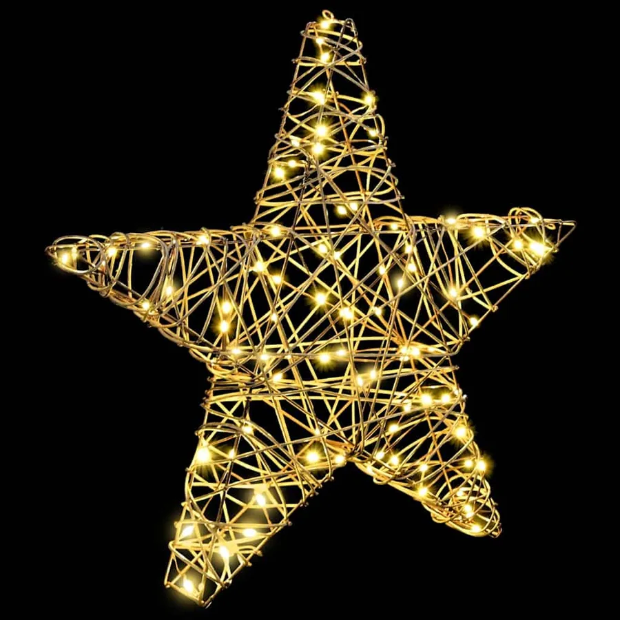 Étoile en 3D avec 50 LED Blanc chaud 55 x 52.5 x 9 cm Rotin - 4