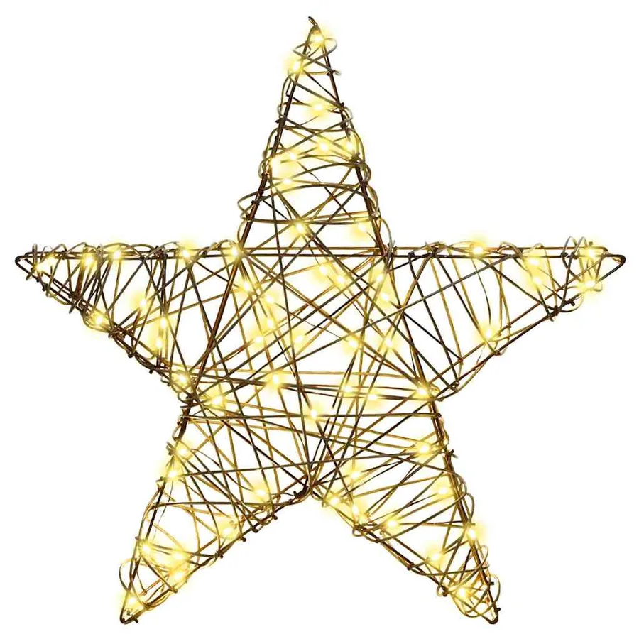 Étoile en 3D avec 50 LED Blanc chaud 55 x 52.5 x 9 cm Rotin - 5