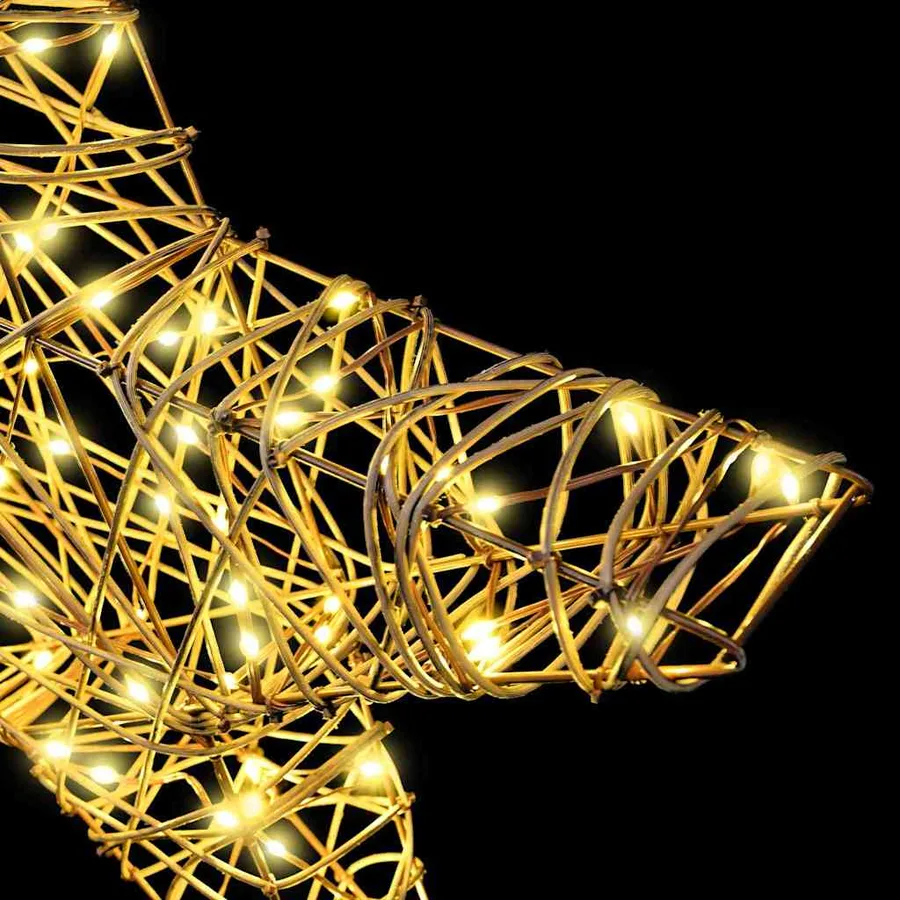 Étoile en 3D avec 50 LED Blanc chaud 55 x 52.5 x 9 cm Rotin - 7