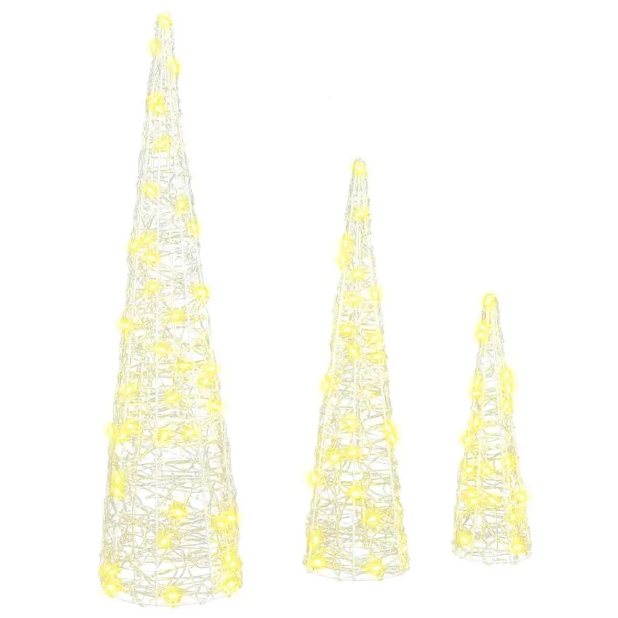 Sapin de Noël 3 pcs Blanc chaud 20 x 20 x 80 cm Acrylique - 2