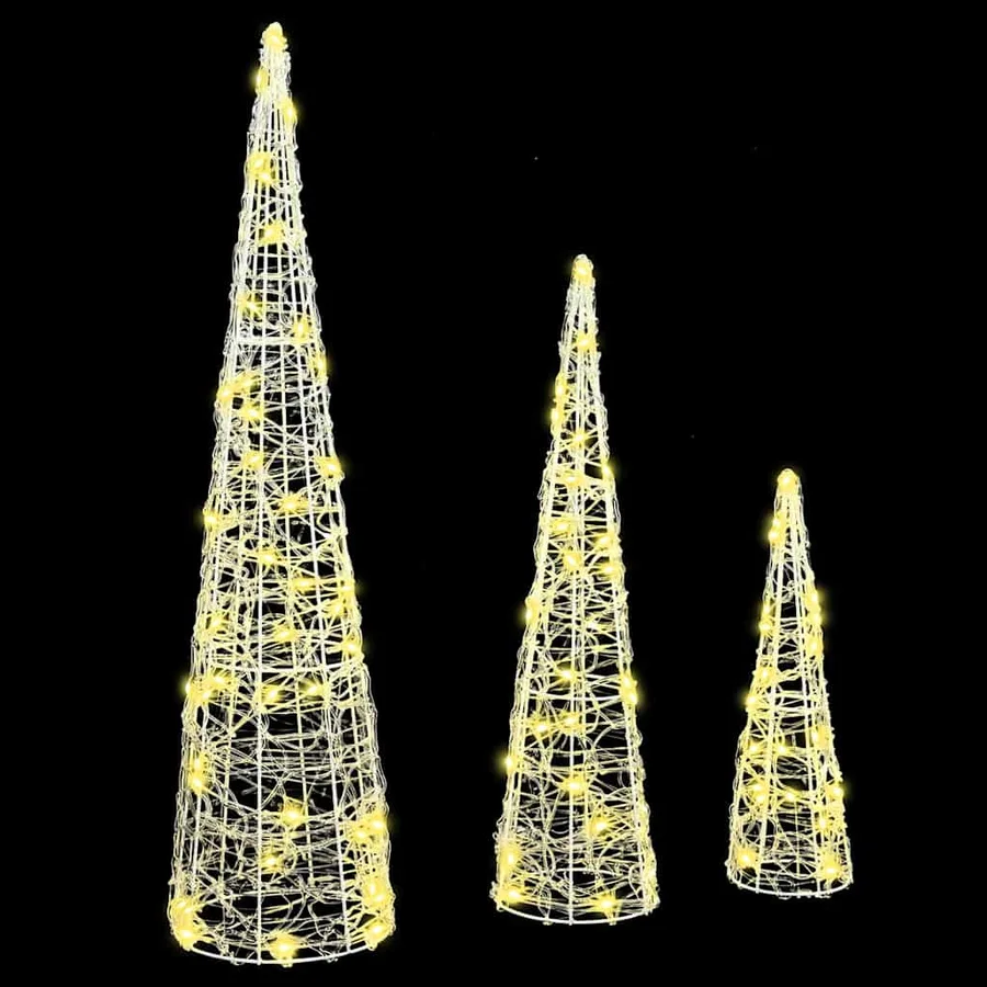Sapin de Noël 3 pcs Blanc chaud 20 x 20 x 80 cm Acrylique - 4
