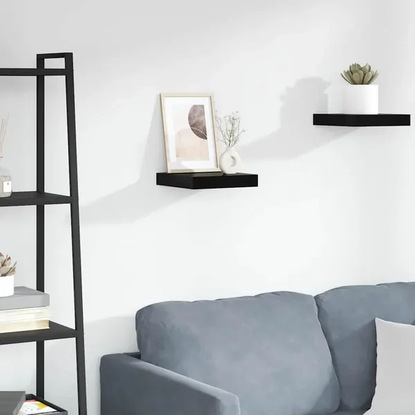 Étagère murale flottante Noir brillant 23x23,5x3,8 cm MDF