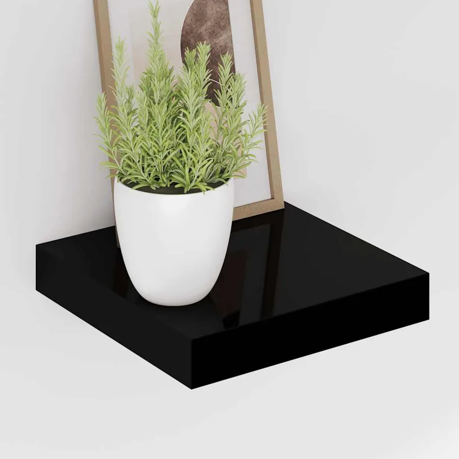 Étagère murale flottante Noir brillant 23x23,5x3,8 cm MDF - 4
