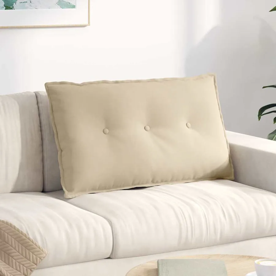 Coussin de Dos Crème 80 x 50 cm Tissu en microfibre