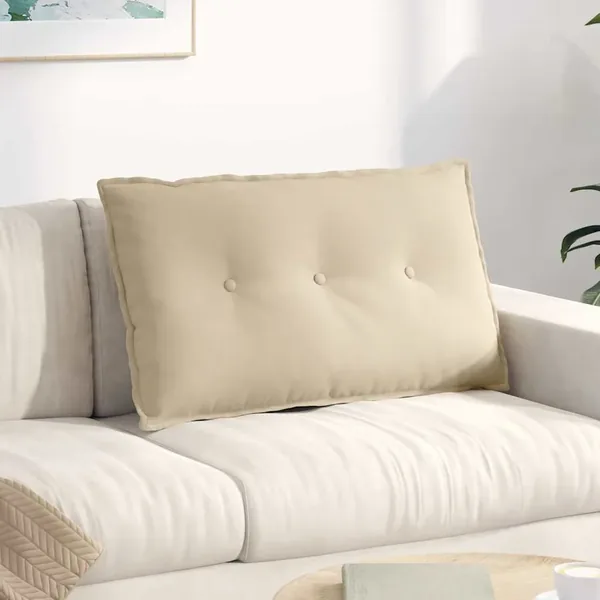 Coussin de Dos Crème 80 x 50 cm Tissu en microfibre
