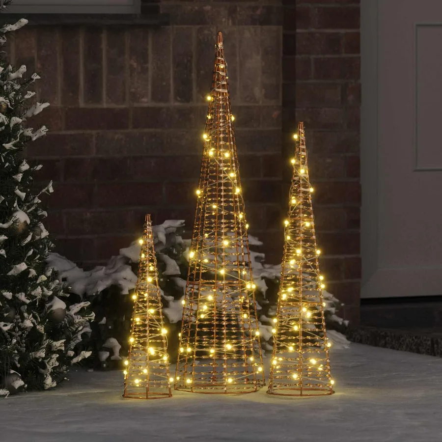 Sapin de Noël avec 90 LED 3 pcs Blanc chaud 20 x 20 x 80 cm PET