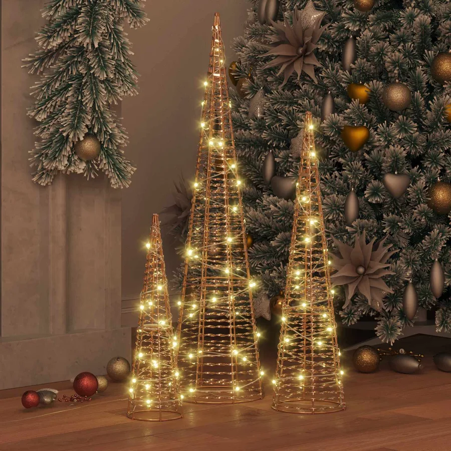 Sapin de Noël avec 90 LED 3 pcs Blanc chaud 20 x 20 x 80 cm PET - 3