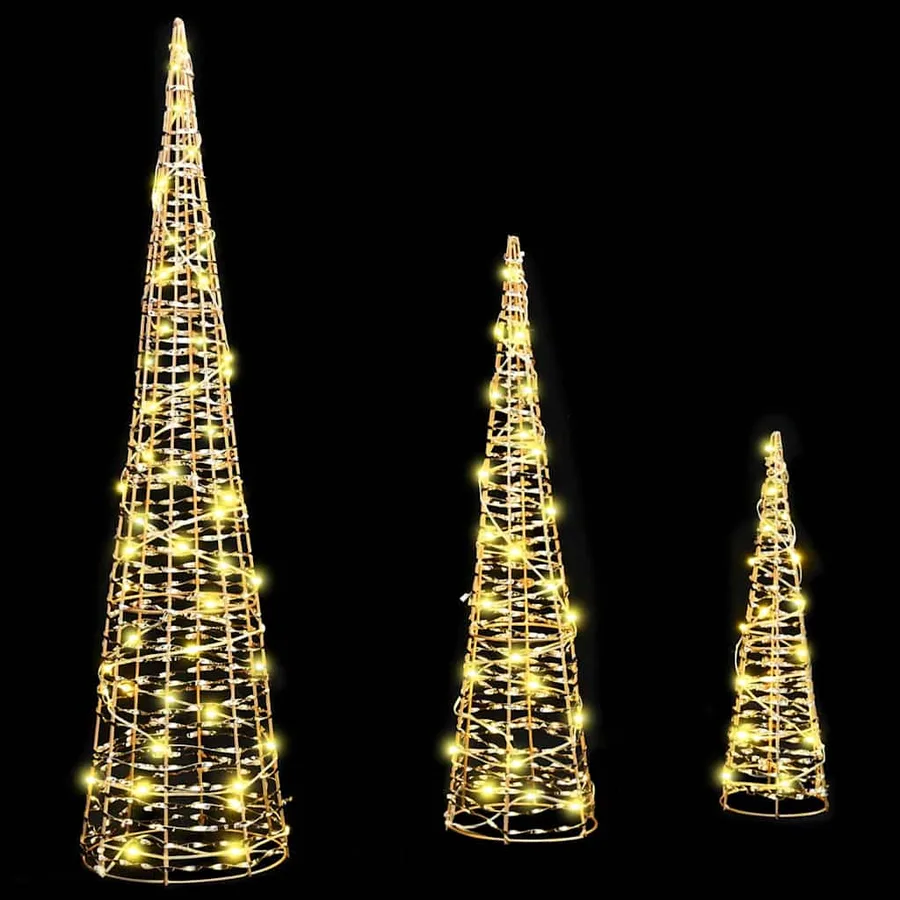 Sapin de Noël avec 90 LED 3 pcs Blanc chaud 20 x 20 x 80 cm PET - 4