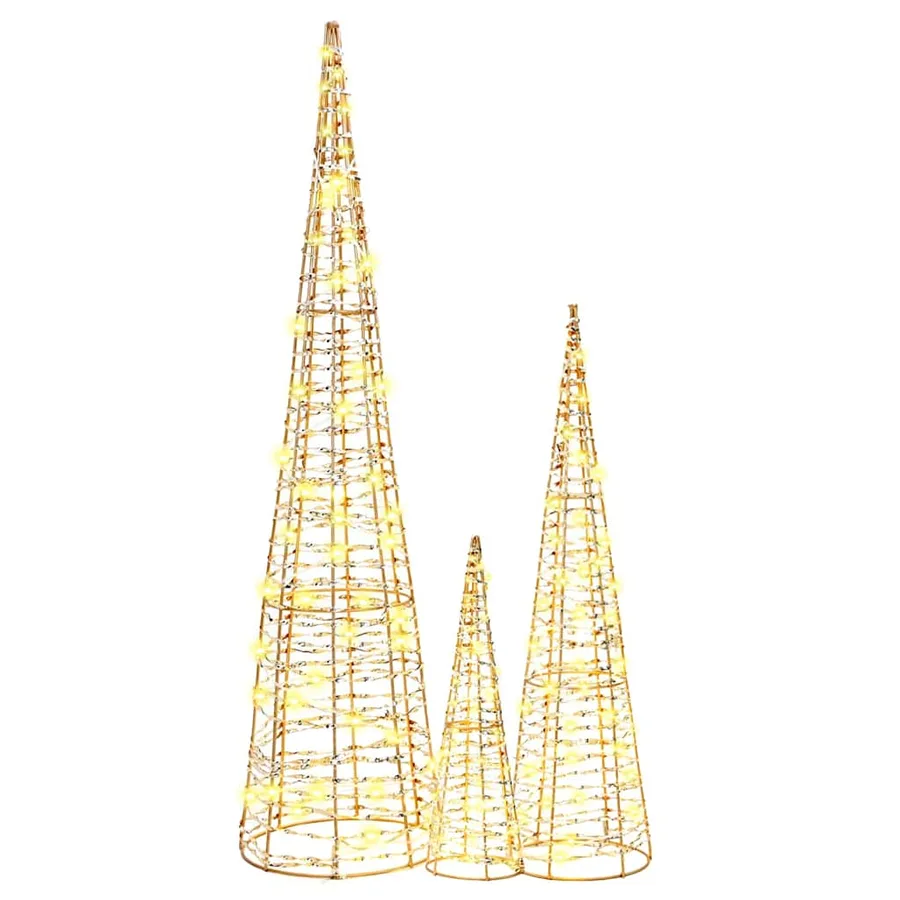 Sapin de Noël avec 90 LED 3 pcs Blanc chaud 20 x 20 x 80 cm PET - 5