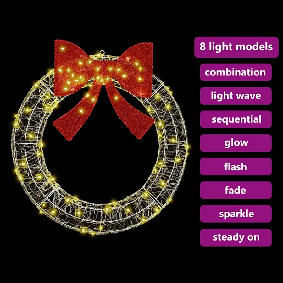 Couronne avec 80 LED Blanc chaud 92 x 92 x 9,5 cm Acrylique - 8