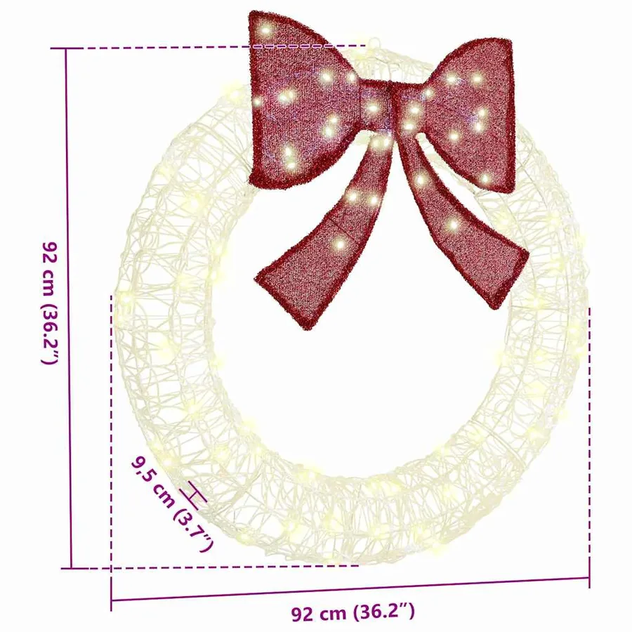 Couronne avec 80 LED Blanc chaud 92 x 92 x 9,5 cm Acrylique - 9